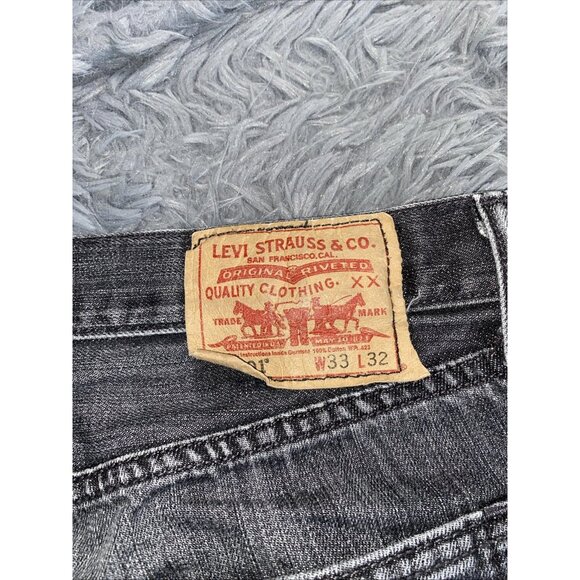 Levis Jeans Mens 33x32 Black 501 Button Fly Straight Denim Pants Western Classic - Picture 10 of 10